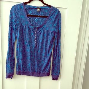 Free People Blue Multi Shirt